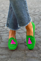 Green Tassel Loafers