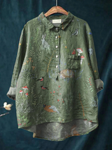 Women's Woodland Animal Print Long Sleeve Shirt