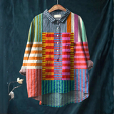 Women's Patterned Linen Shirt Relaxed Fit