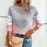 Women's Loose Fit Pink Knit Sweater for Fall