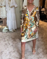 Sunburst Print Tunic Midi Dress