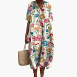 Floral V-Neck Oversized Midi Dress