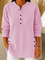 Women's Pink Button Henley Tunic