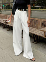 Women's Belt Free Wide Leg Dress Pants for Fall