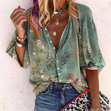 Boho Print V-Neck Blouse