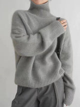 Women's Semi-Fitted Soft Knit Turtleneck Fall Sweater