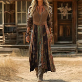 Boho Patchwork Long Sleeve Maxi Dress