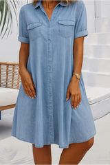 Lightweight Denim-Look Shirt Dress