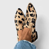 Women's Leopard Print Gold Horsebit Pointed Toe Loafer
