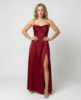 Women's Braided Back Silk Blend Homecoming Maxi Dress