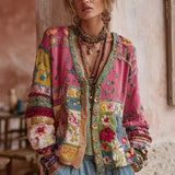 Women's Floral Patchwork Knit Cardigan
