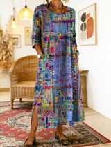 Women's Ethnic Patchwork Print Dress