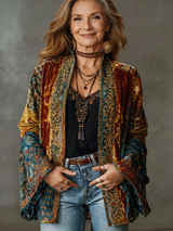 Women's Boho Kimono Jacket with Wide Sleeves
