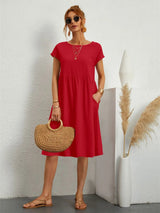 A-Line Pocket Dress with Short Sleeves