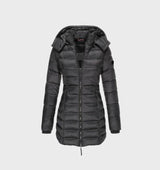 Women's Soft-Lined Hooded Long Coat for Fall and Winter