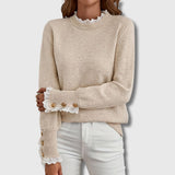 Women's Lace Trim Button Cuff Knit Sweater