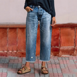 Women's Retro Straight Leg Cropped Jeans