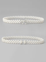 Women's 2-Piece Pearl and Rhinestone Chain Belt Set