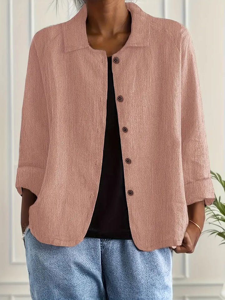 Cotton linen shirt cardigan in pink