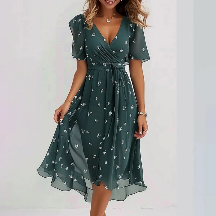 Elegant Summer Midi Dress - Green