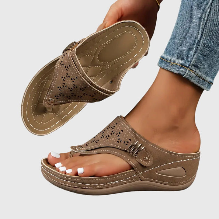 Orthopedic Slip-On Wedge Sandals - Brown