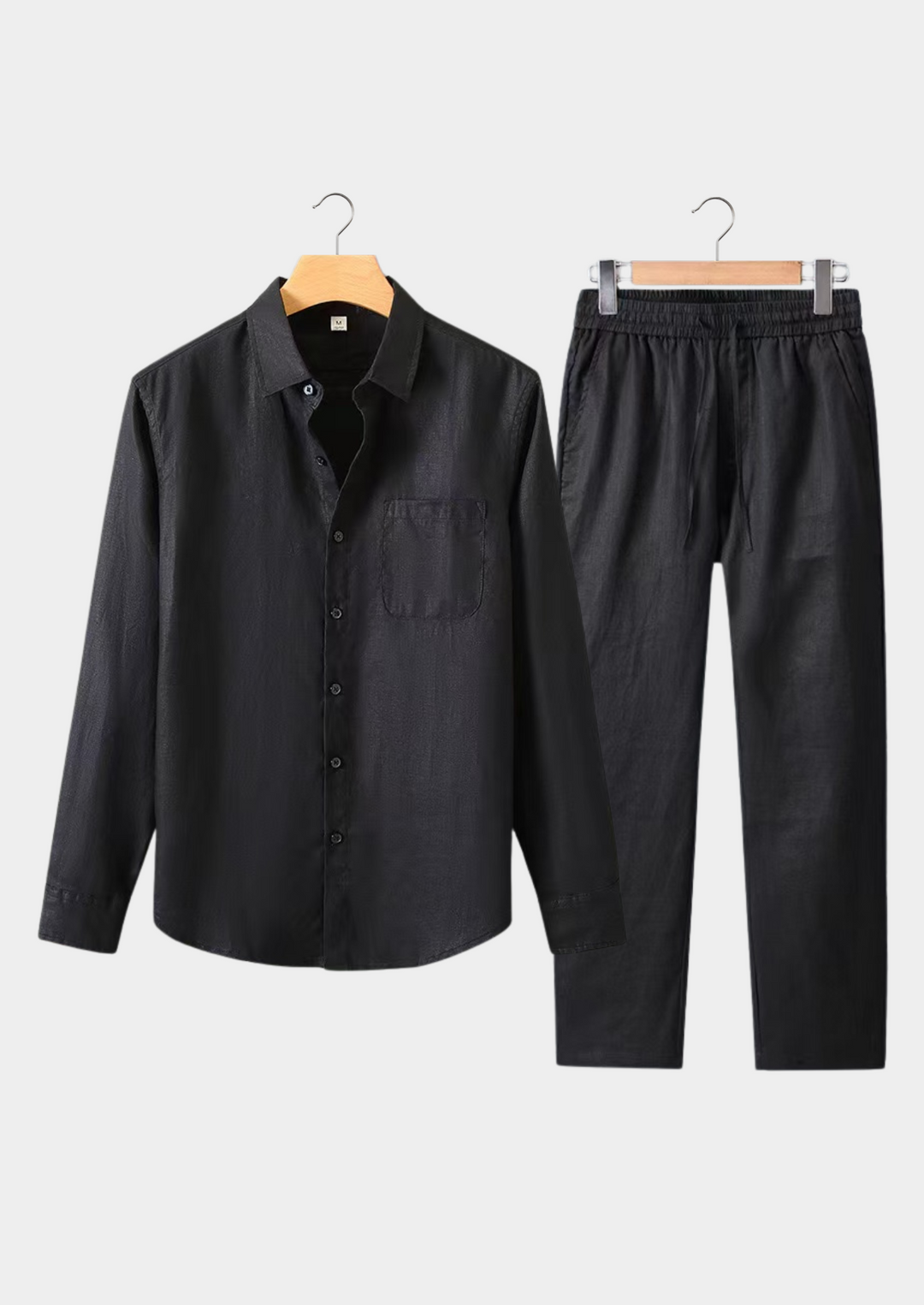 All Black Linen Longsleeve Summer Set