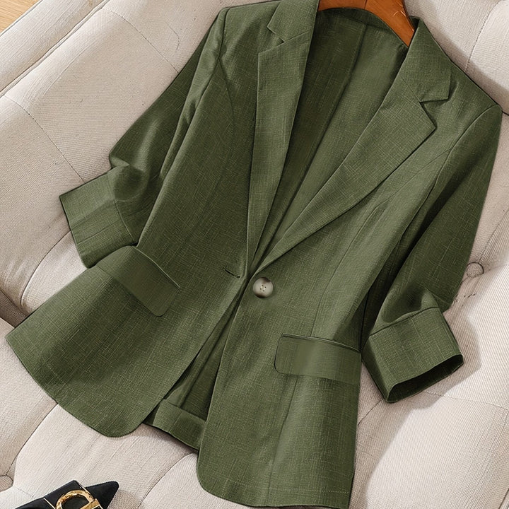 Tailored Cropped Blazer in olive