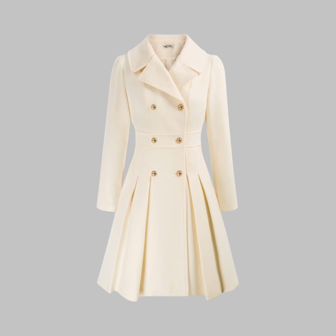 Women's Double-Breasted Longline Coat - White
