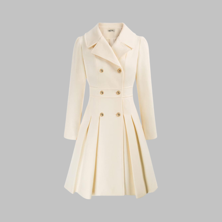 Women's Double-Breasted Longline Coat - White