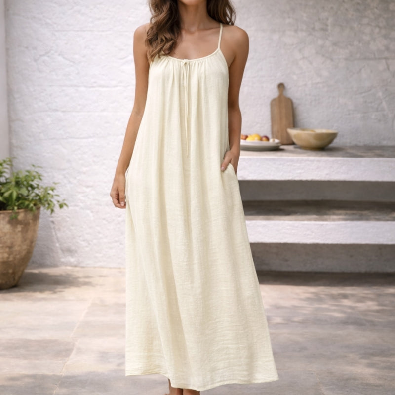 Linnen Spaghetti Strap Maxi Sundress