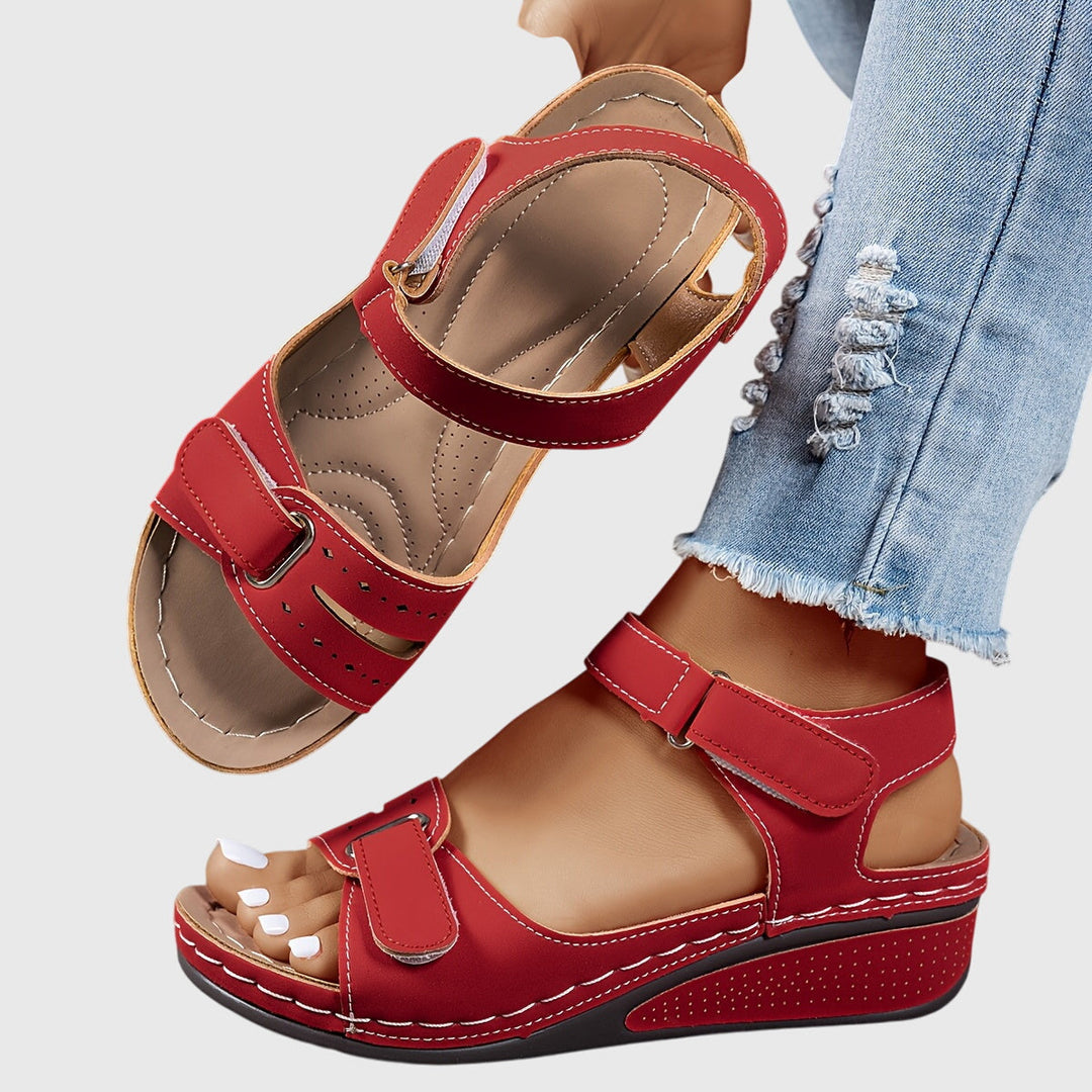 Orthopedic Cross-Strap Sandals - Red