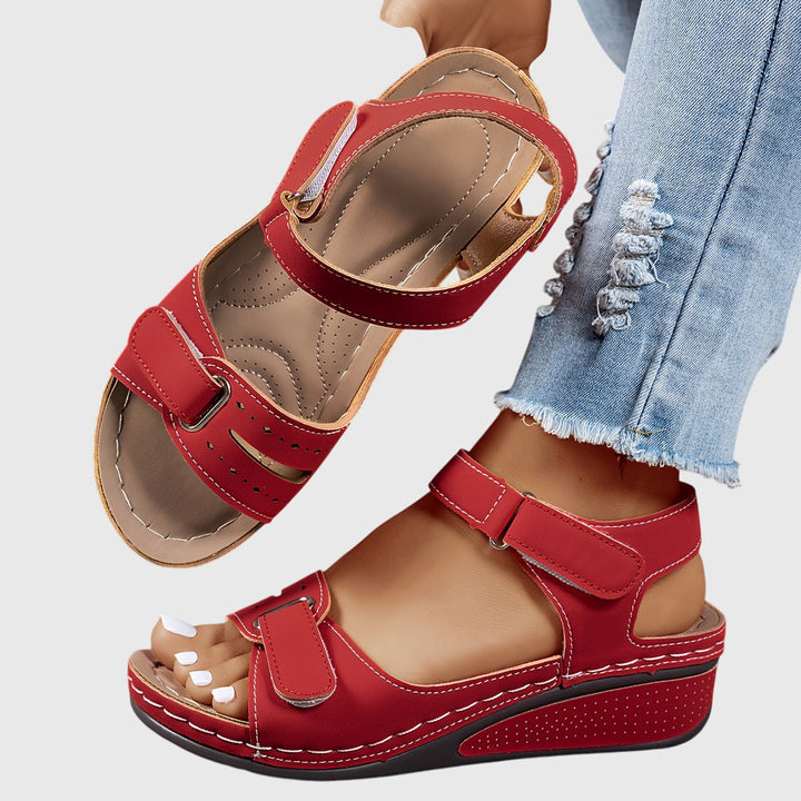 Orthopedic Cross-Strap Sandals - Red