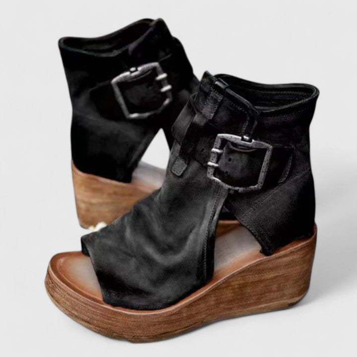 Orthopedic Arch-Support Wedge Sandals - Black