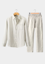 Beige Linen Longsleeve Summer Set