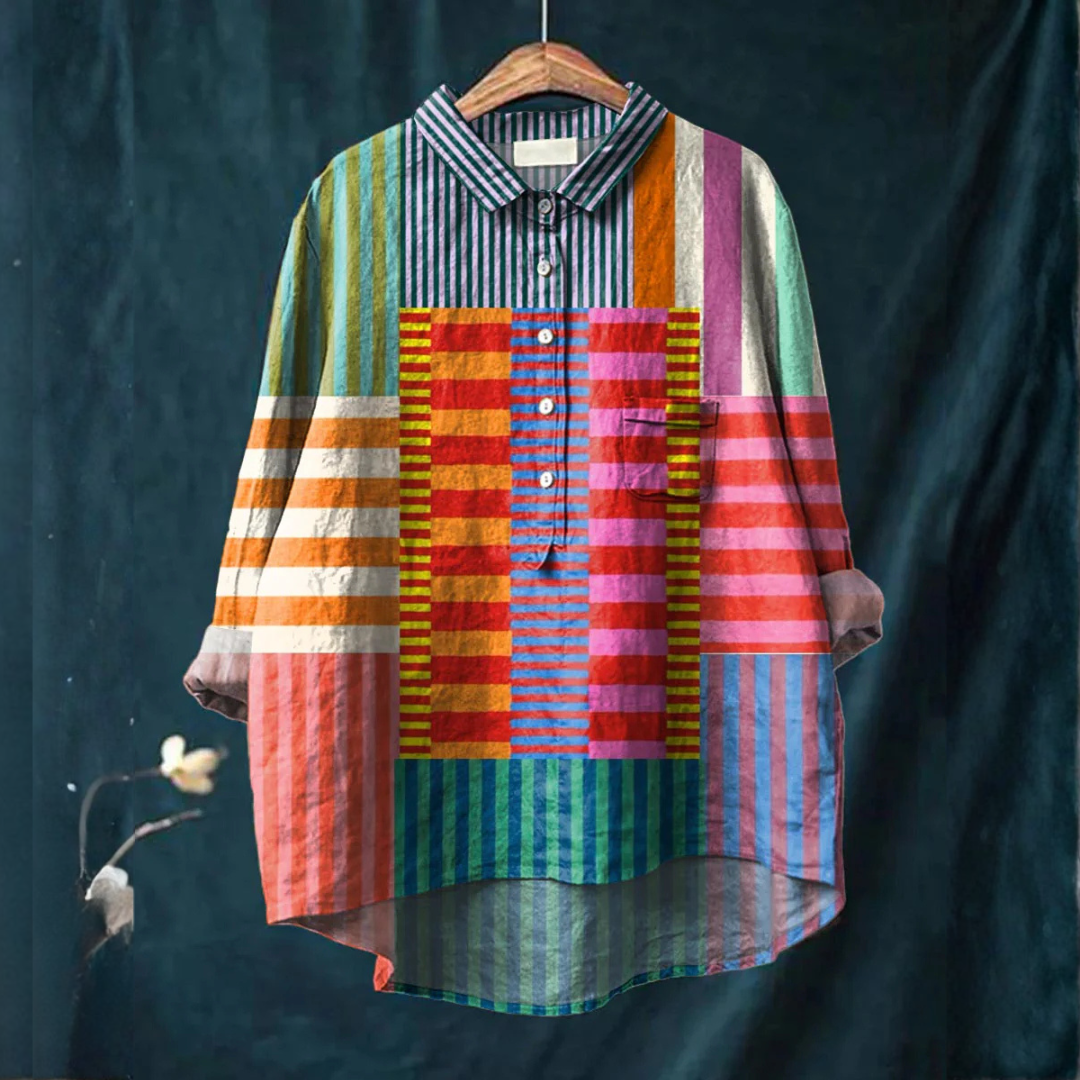 Patterned linen shirt in multicolour