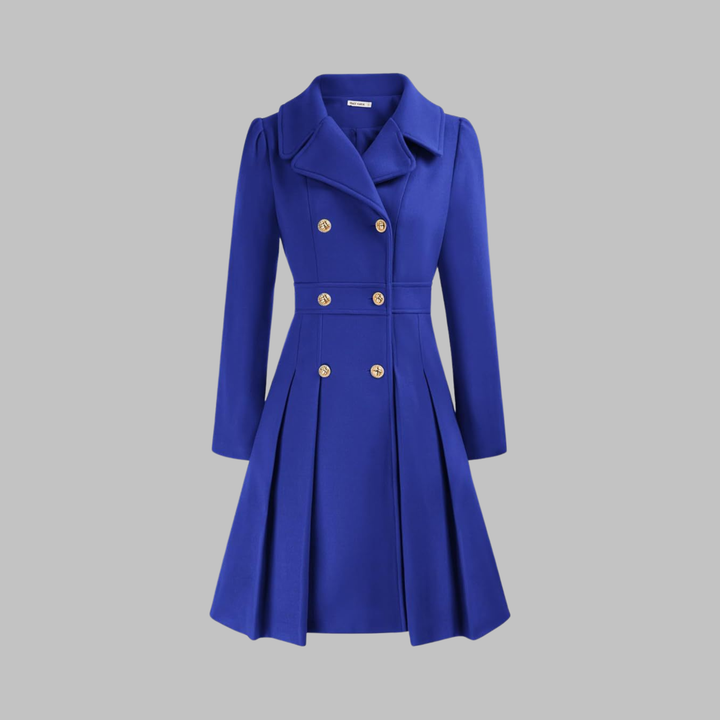 Women's Double-Breasted Longline Coat - Royal Blue