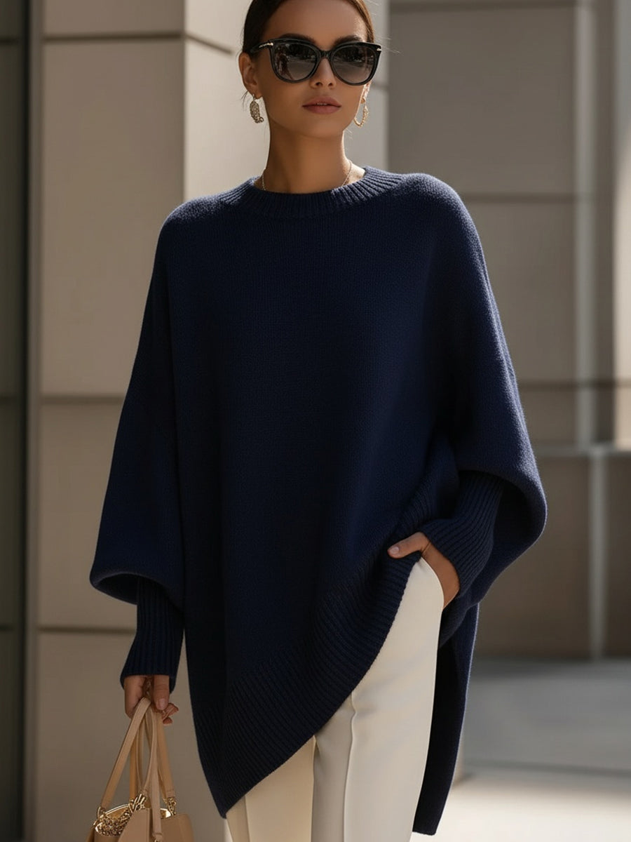 Navy blue oversized wool blend sweater