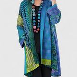 Women's Patchwork Print Longline Kimono Cardigan