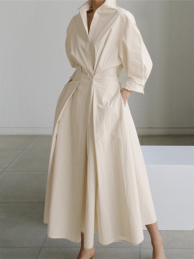 Elegant Flowing Maxi Dress - Beige