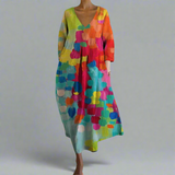 Colorful V-Neck Print Dress