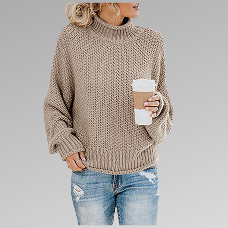 Loose fit knit winter sweater beige