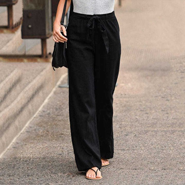 Wide-Leg Drawstring Linnen Pants