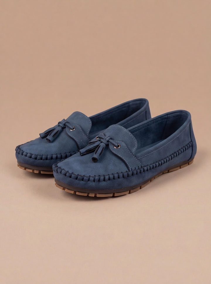 Women's Tassel Suede Moccasin Loafer Blue