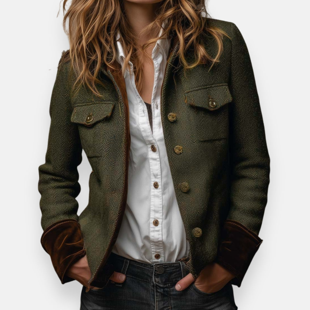 Women's tailored utility jacket in army green