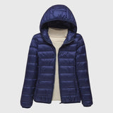 Women's Quilted Puffer Jacket with Hood or Stand Collar