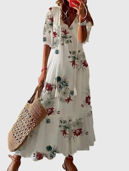 Amalia Boho Vintage Summer Dress Flowers