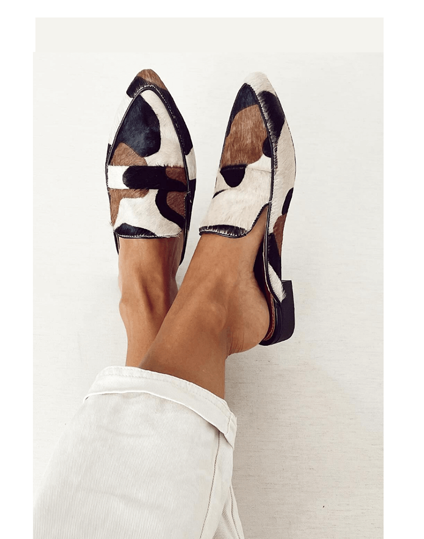 Chic Patterned Loafers - Black/White