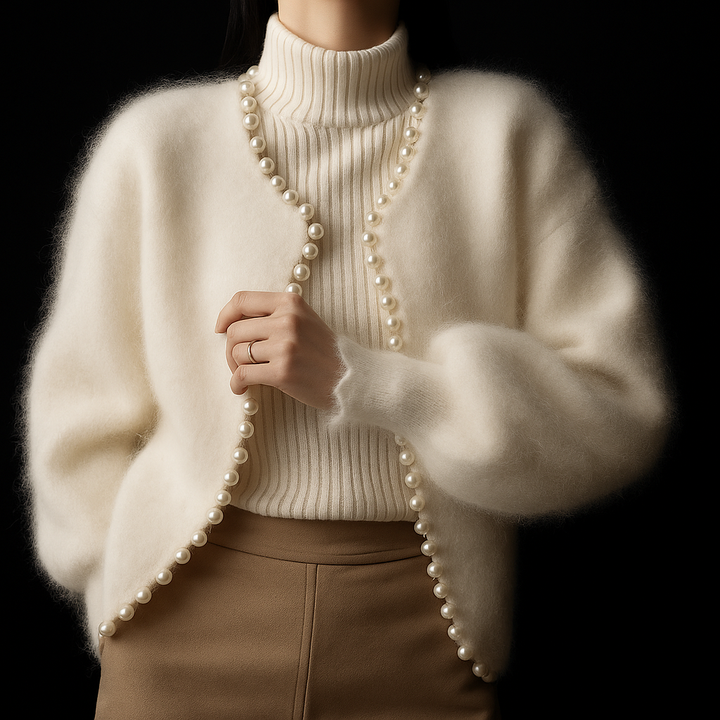 Women's Pearl Embellished Knit Cardigan - White