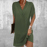 Elegant Tummy Covering V-Neck Dress