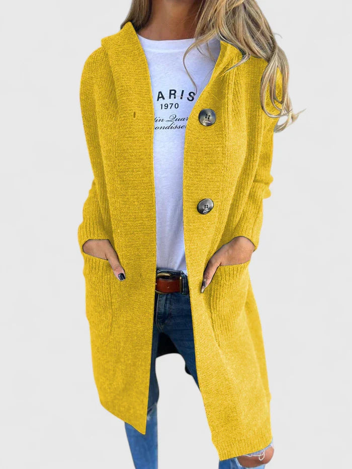 Longline Button Cardigan - Yellow